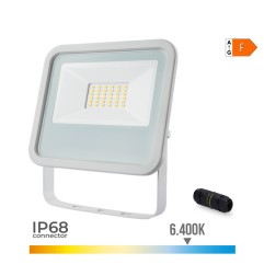 Foco proyector led blanco 30w 2370 lm 6400k luz fria 15,8 x 2,9 x 13,5 cm