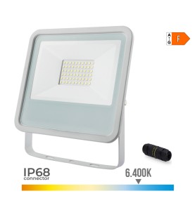 Foco proyector led blanco 50 w 4000 lm 6400 k luz fria 19,2 x 2,9 x 17,5 cm