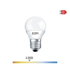 Bombilla esferica led e27 5 w 400 lm 4000 k luz dia ø4,5 x 8 cm