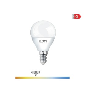 Bombilla esferica led e14 5 w 400 lm 4000 k luz dia ø4,5 x 8 cm