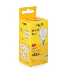 Bombilla esferica led e14 5 w 400 lm 4000 k luz dia ø4,5 x 8 cm