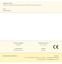 Micro pila de boton alkalina lr44 1,5v (blister 2 unid.) ø11,6x5,4mm