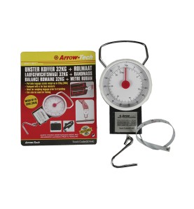 Bascula clasica analogica con gancho y cinta metrica, máximo 32 kg