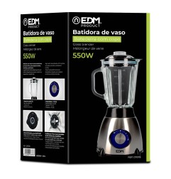 Batidora de vaso mezclador de cristal 550 w 1,5 l