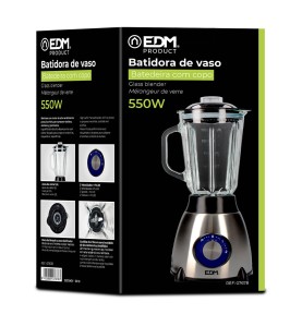 Batidora de vaso mezclador de cristal 550 w 1,5 l