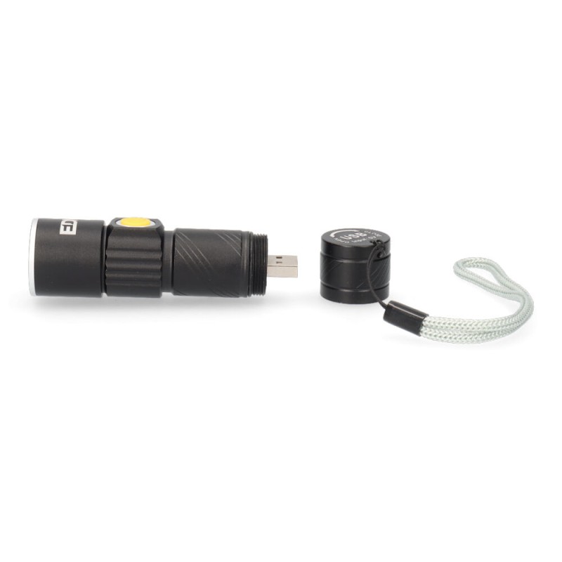 Linterna mini con zoom 1 led 120lm/40lm/ flash 9.000k recargable con usb.