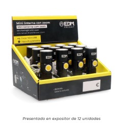Linterna mini con zoom 1 led 120lm/40lm/ flash 9.000k recargable con usb.