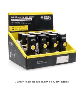Linterna mini con zoom 1 led 120lm/40lm/ flash 9.000k recargable con usb.