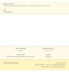 Pila alkalina super heavy duty 3lr12 - 4,5 v (blister 1 unid.) 62 x 22 x 67 mm