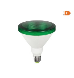 Bombilla par38 led e27 15w 1200lm luz verde ip64 ø12x13,8cm edm