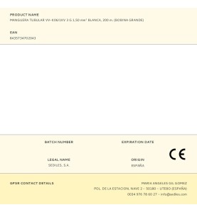 Manguera tubular vv-k06/1kv 3 g 1,50 mm² blanca, 200 m. (bobina grande)
