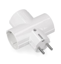 Clavija triple de baquelita tipo f t/tl 16a 250v blanca (envasada)