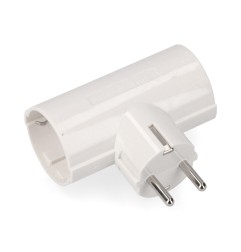 Adaptador doble 2p+t, 16a 250v~ , blanco (retractilado)