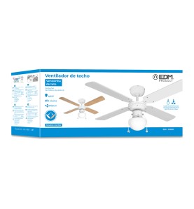 Ventilador de techo modelo caribe. color blanco. potencia: 50 w aspas: ø102 cm edm