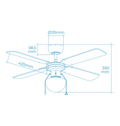 Ventilador de techo modelo caribe. color blanco. potencia: 50 w aspas: ø102 cm edm