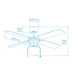 Ventilador de techo modelo caribe. color cromado. potencia: 50w aspas: ø102 cm edm