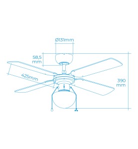 Ventilador de techo modelo caribe. color cromado. potencia: 50w aspas: ø102 cm edm