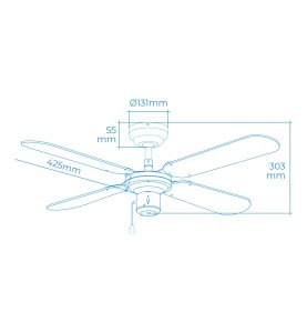 Ventilador de techo modelo baltico. color blanco. potencia: 50 w aspas: ø102cm edm