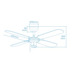Ventilador de techo modelo baltico. color blanco. potencia: 50 w aspas: ø102cm edm