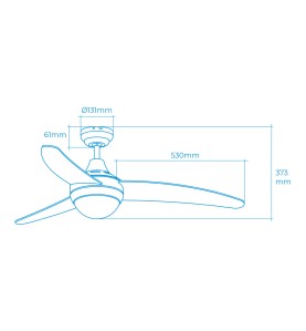 Ventilador de techo modelo egeo. color blanco. potencia: 60w aspas: ø122cm con mando a distancia edm