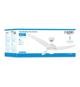 Ventilador de techo modelo egeo. color blanco. potencia: 60w aspas: ø122cm con mando a distancia edm