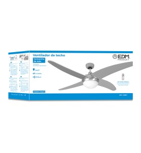 Ventilador de techo modelo caspio. color plateado/niquel. potencia: 60w aspas: ø132cm con mando a distancia edm