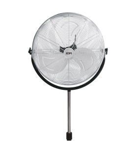 Ventilador de pie industrial base circular, cromado/negro, potencia 120 w 64,9 db aspas ø50 cm, altura regulable 118-148 cm