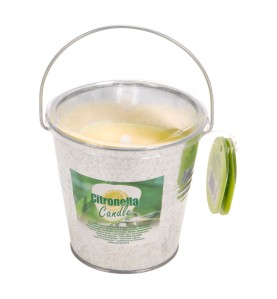 *ult.unidades* vela citronela antimosquitos con recipiente metalico 160g ø10cm