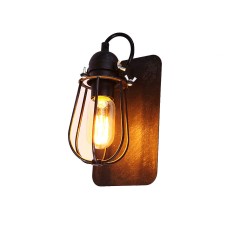 Aplique de pared metalico vintage e27 60 w color negro 15 x 22 cm