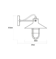 Aplique de pared metalico vintage e27 60 w color negro ø32 x 37 x 27,5 cm