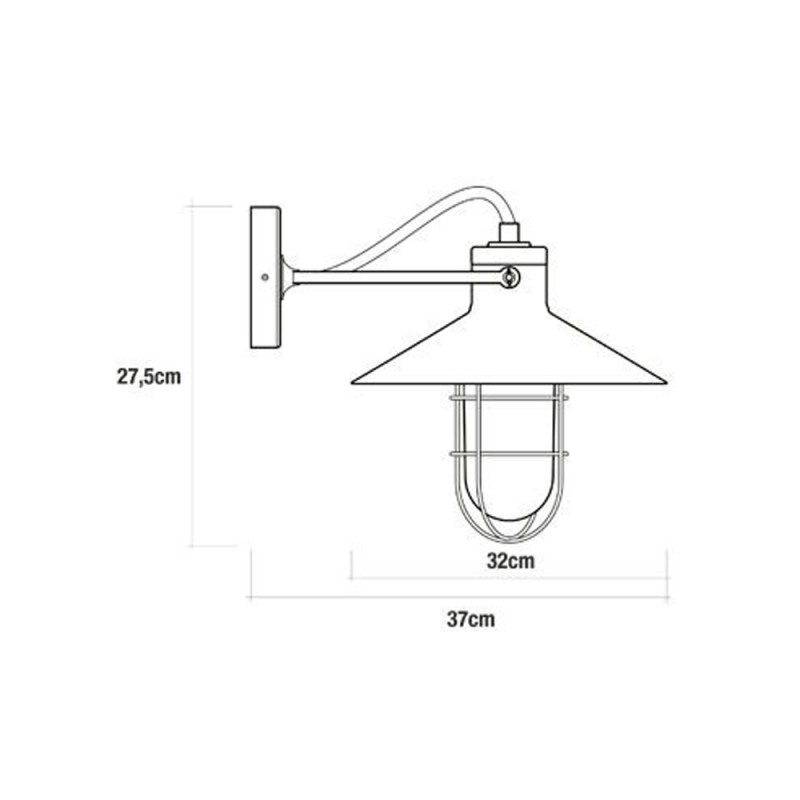 Aplique de pared metalico vintage e27 60 w color negro ø32 x 37 x 27,5 cm