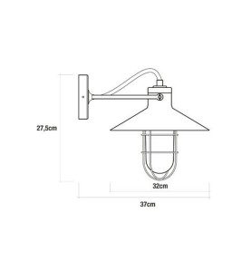 Aplique de pared metalico vintage e27 60 w color negro ø32 x 37 x 27,5 cm