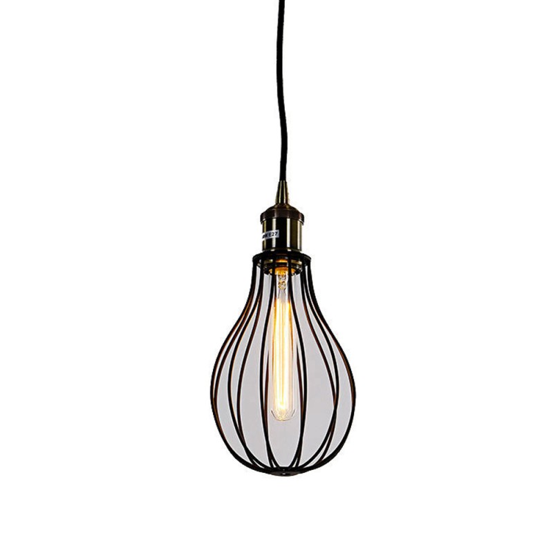 Lámpara de techo metalica vintage e27 60w color negro ø15 x 30 cm