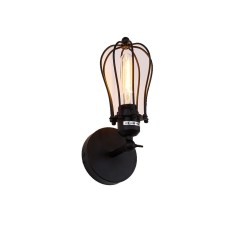 Aplique de pared metalico vintage e27 60 w color negro 11 x 16 x 32 cm