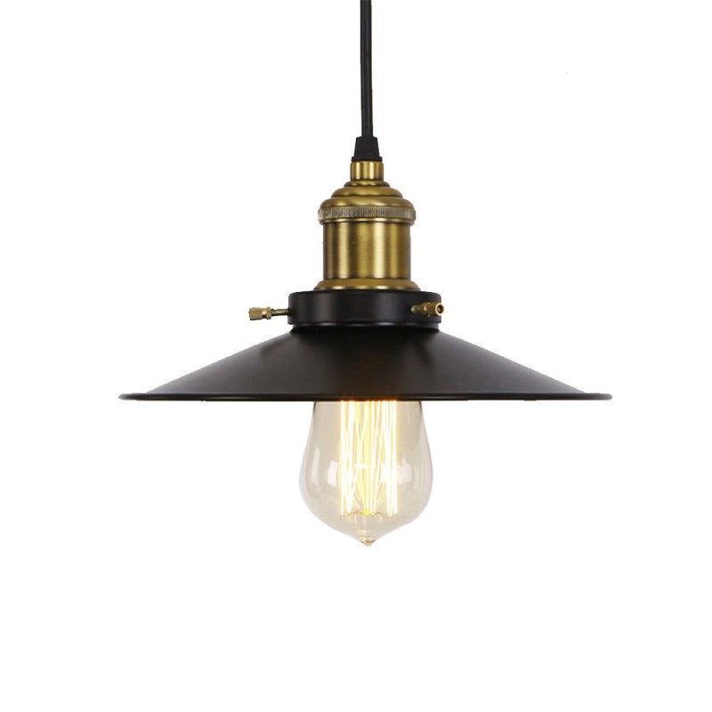 Lámpara de techo metalica vintage e27 60w color negro ø26 x 14 cm
