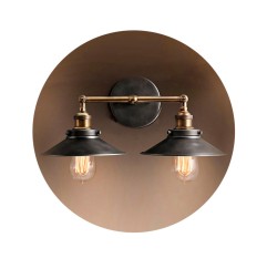 Aplique de pared doble vintage metalico e27 60 w 63 x 29 cm