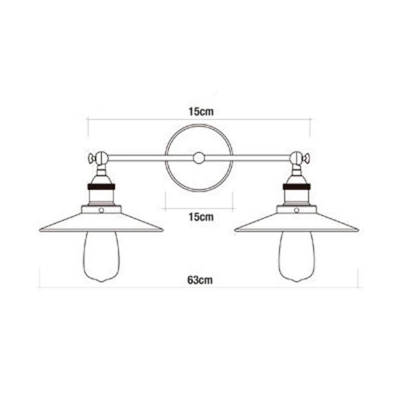 Aplique de pared doble vintage metalico e27 60 w 63 x 29 cm