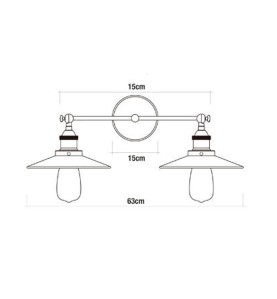 Aplique de pared doble vintage metalico e27 60 w 63 x 29 cm