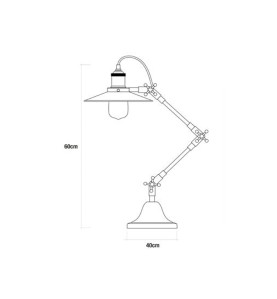 Flexo vintage metálico, altura extensible 40-80 cm, base: ø16 cm e27 60 w