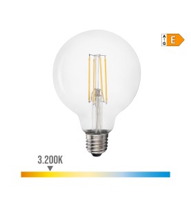Bombilla de globo con filamento de led e27 6 w 800 lm 3200 k luz calida ø9,5 x 14 cm