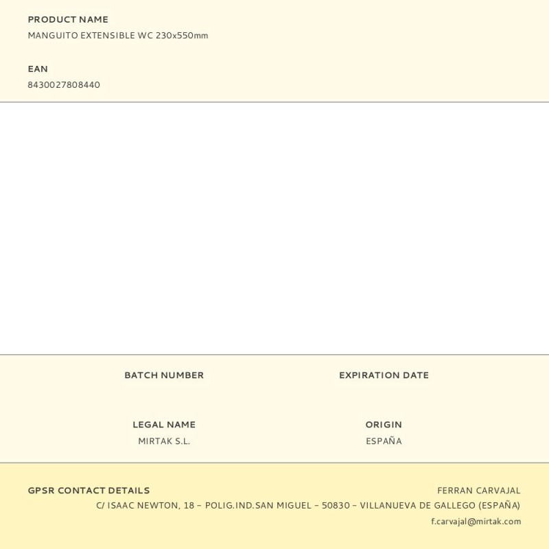 Manguito extensible wc 230x550mm