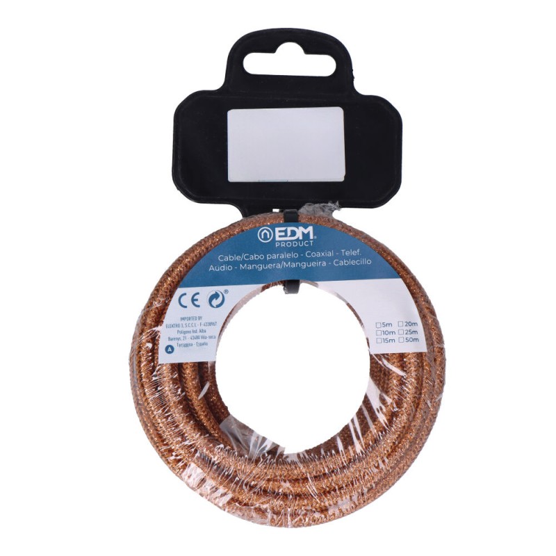 Carrete cable cordón tubular h03vv-f 2 x 0,75 mm² marrón brillante, 25 m