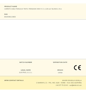 Carrete cable paralelo textil trenzado h05v-k 2 x 1,00 mm² blanco, 25 m