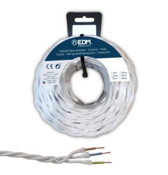 Carrete cable paralelo textil trenzado h07v-k 3 g 2,50 mm² blanco, 25 m