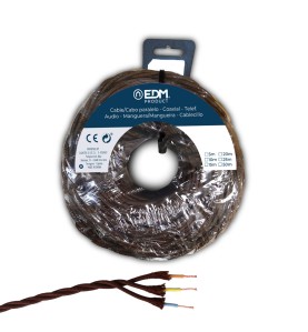 Carrete cable paralelo textil trenzado h05vv-f 3 g 1,50 mm² marrón, 25 m