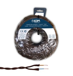 Carrete cable paralelo textil trenzado h05vv-f 2 x 1,50 mm² marrón, 25 m