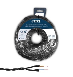 Carrete cable paralelo textil trenzado h05vv-f 2 x 1,50 mm² negro, 25 m