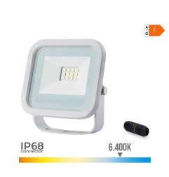 Foco proyector led blanco 10 w 800 lm 6400 k luz fria 9,2 x 2,7 x 8,1 cm