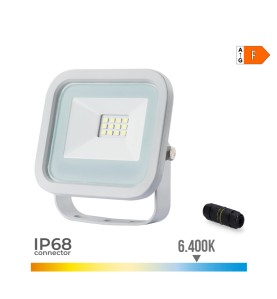 Foco proyector led blanco 10 w 800 lm 6400 k luz fria 9,2 x 2,7 x 8,1 cm