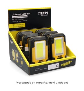 Linterna led 8w cob 450lm /130lm / flash 6.500k recargable con usb. funcion power bank. incluye cable de carga.